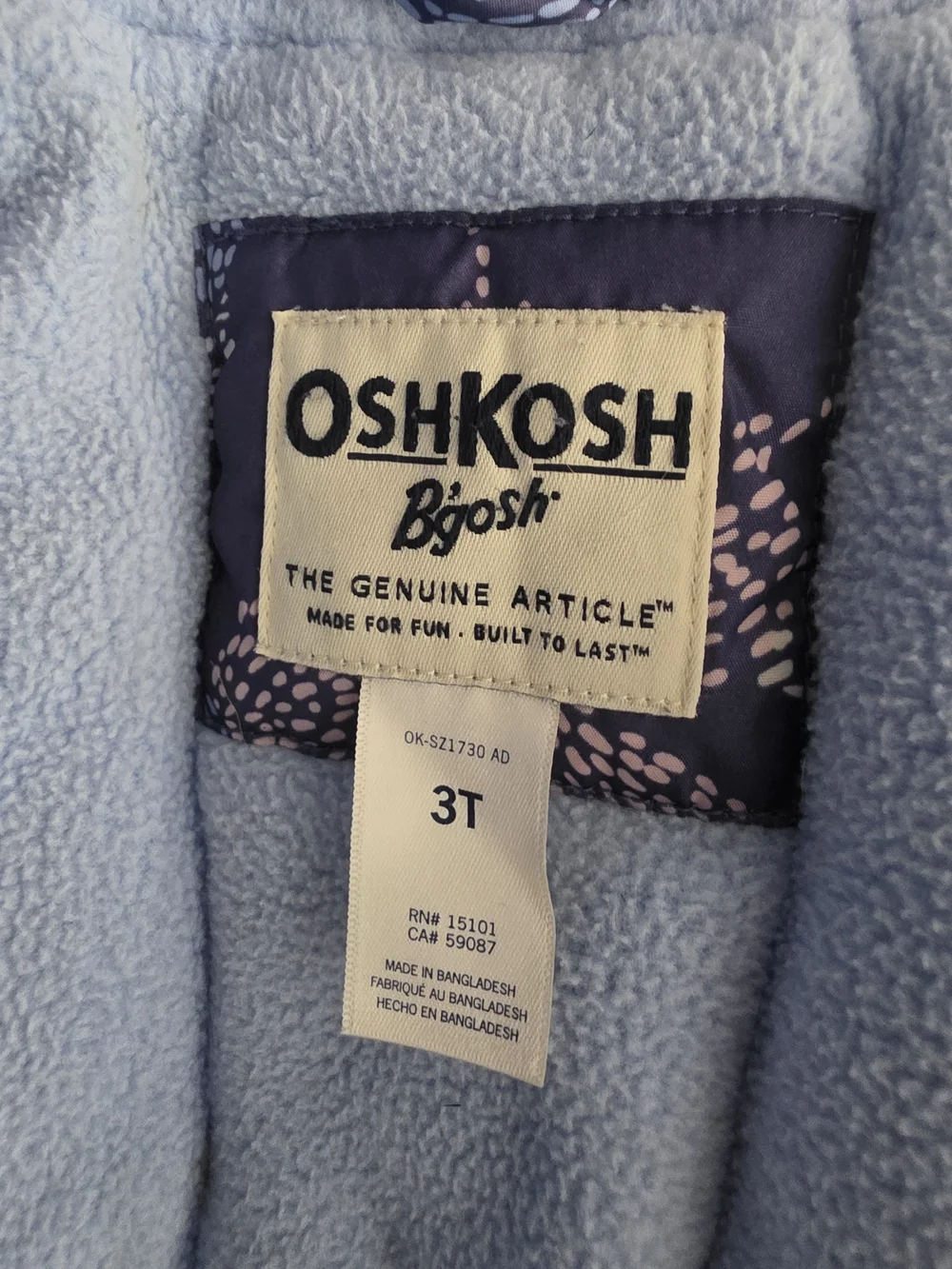 OshKosh B'gosh Navy Floral Puffer Coat 3T
